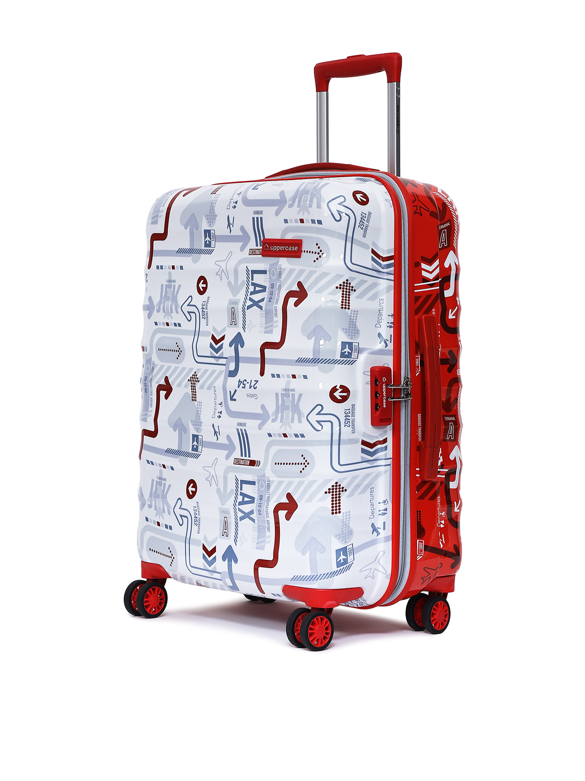 uppercase JFK Duo Medium Check in 66cm Combination Lock Hard Trolley White and Red