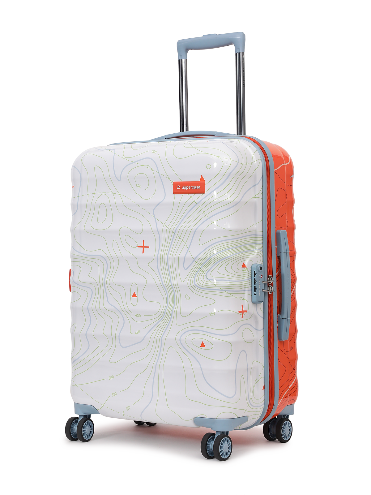 uppercase Topo Medium 66 cms Printed Hardsided Check in Trolley Bag 8 Wheel Sustainable Luggage With TSA Lock Anti Theft Zippers Men Women