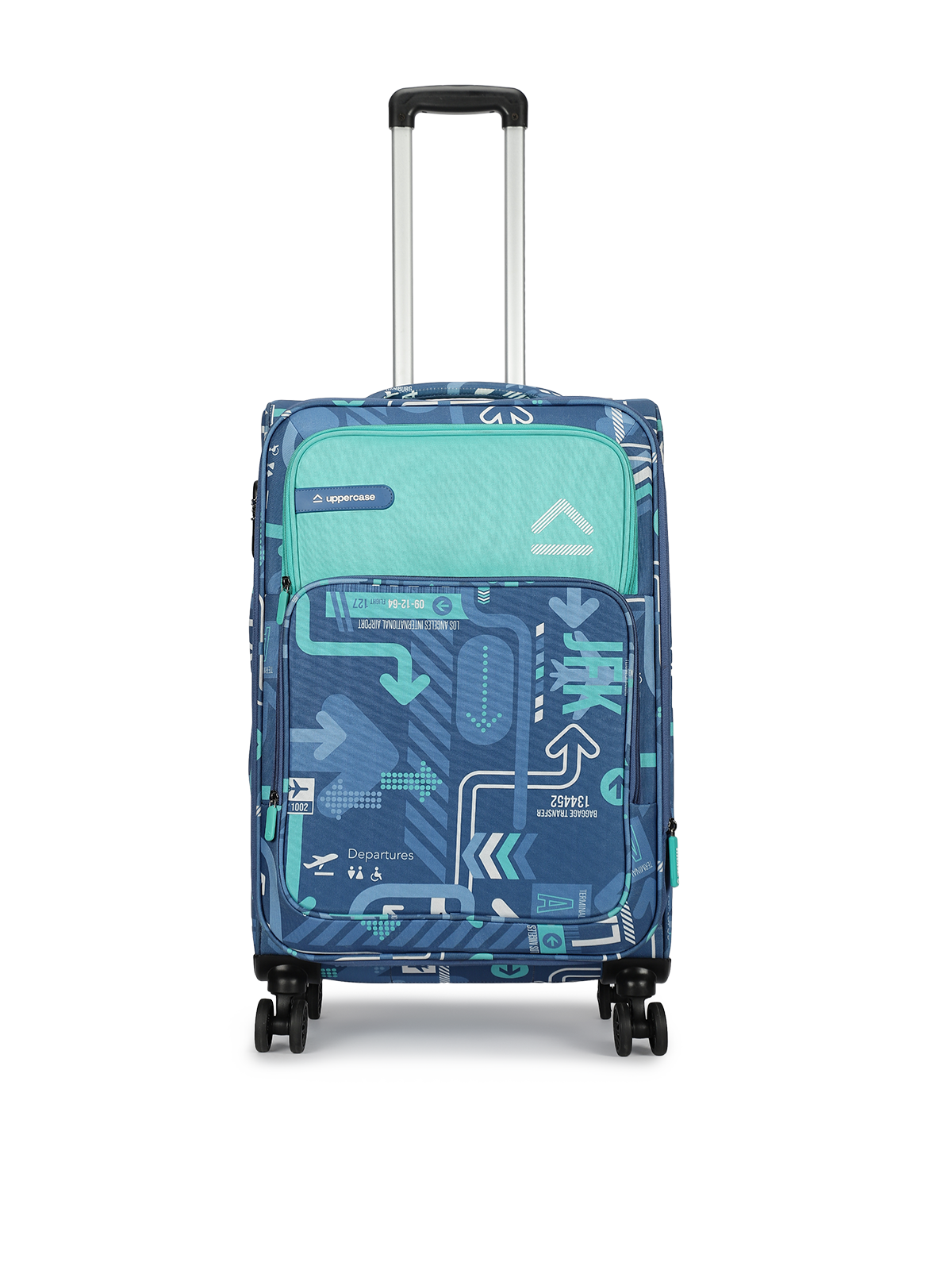 uppercase JFK Medium 68cms Check in Trolley Bag for travel Dust Resistant Eco Soft Polyester Printed Luggage Sustainable 8 Wheel Suitcase for