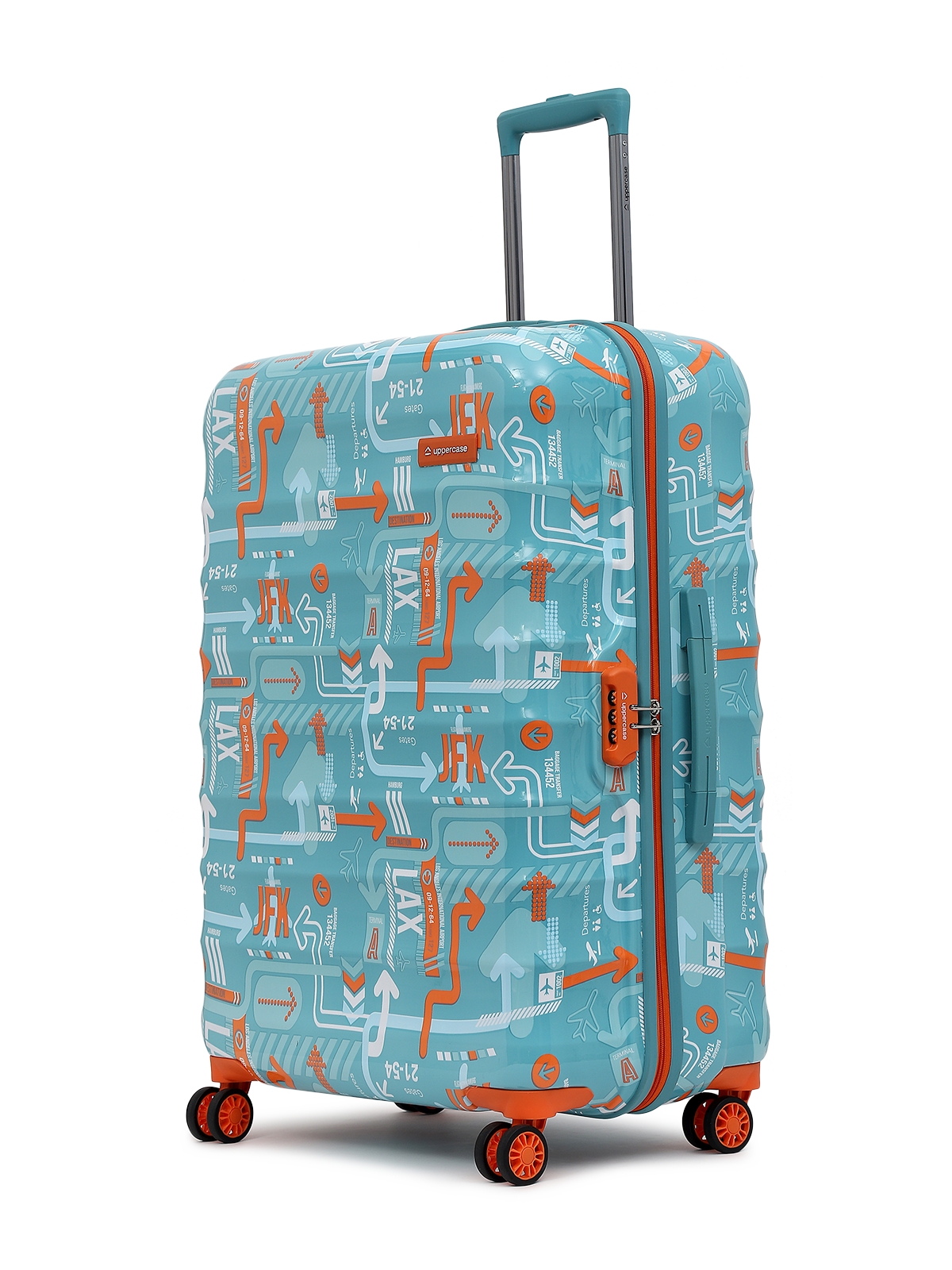 uppercase JFK Large Check in 76cm Combination Lock 8 Wheels Hard Trolley TealBlue