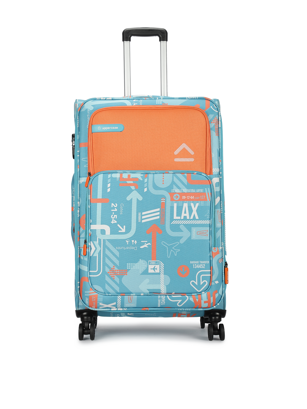 uppercase JFK Large Check in 77cms Combination Lock Soft Trolley Bag Teal Blue