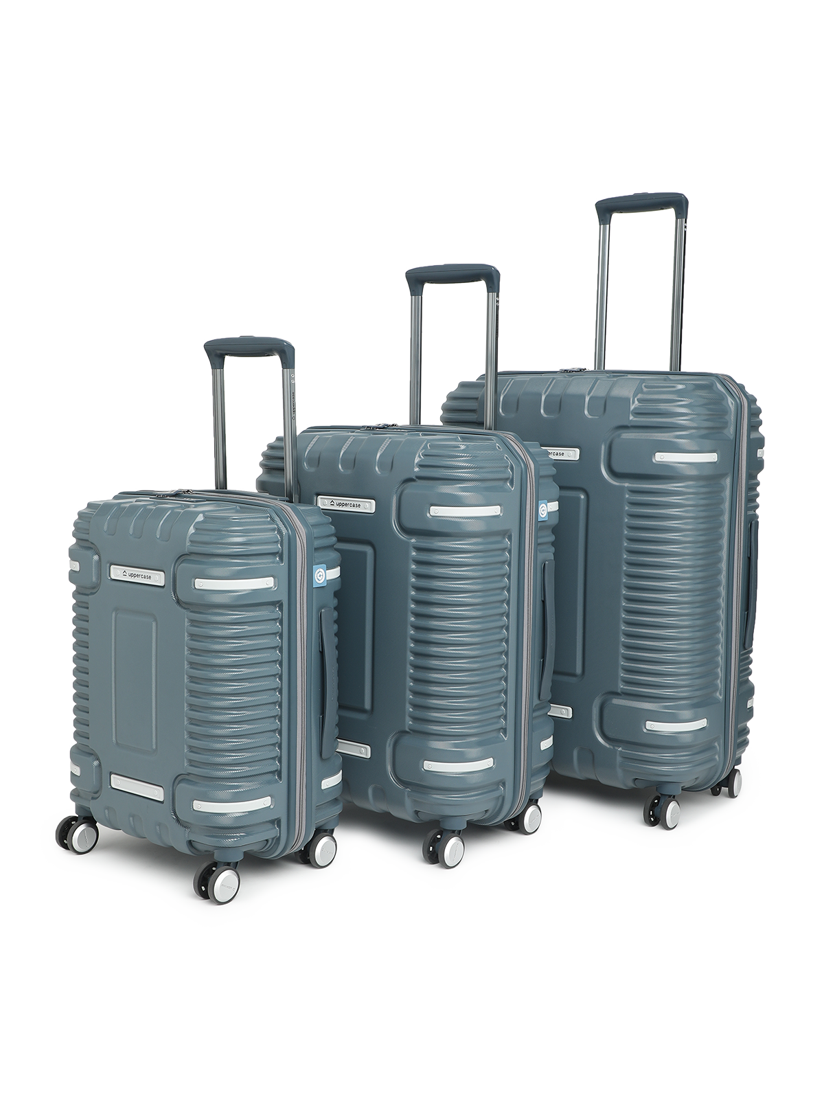 Ridge Hard Luggage Trolley Bag Set of 3 S M L Blue