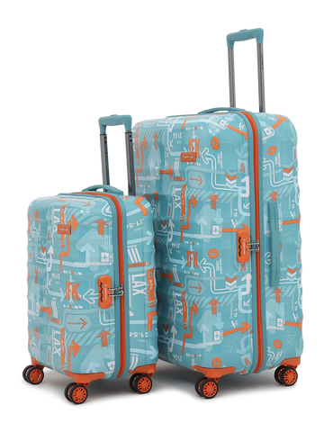 uppercase JFK Cabin n Check in Combination Lock Hard Trolley Set of 2 S+M Teal Blue