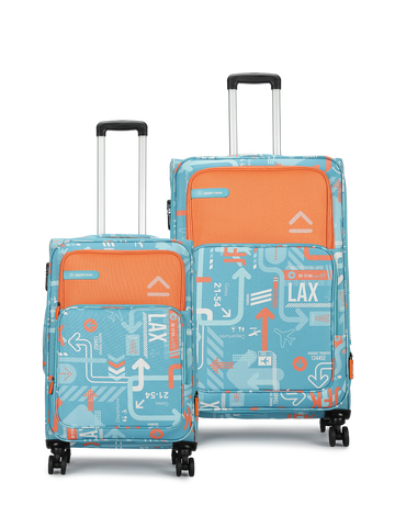 uppercase JFK Cabin n Check in Combination Lock Soft Trolley Bag Set of 2 S+L Teal Blue