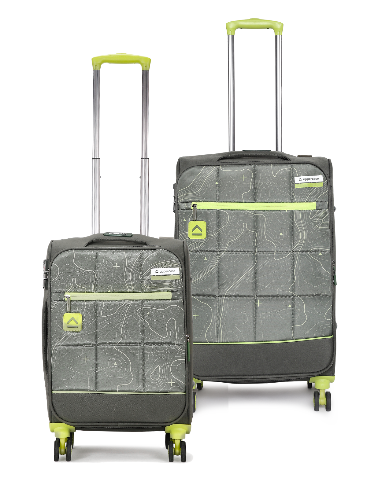uppercase Topo Cabin n Check in TSA Lock Soft Trolley Bags Set of 2 S+M Green