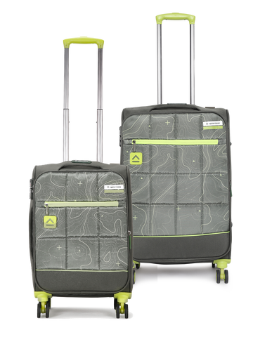 uppercase Topo Cabin n Check in TSA Lock Soft Trolley Bags Set of 2 S+M Green
