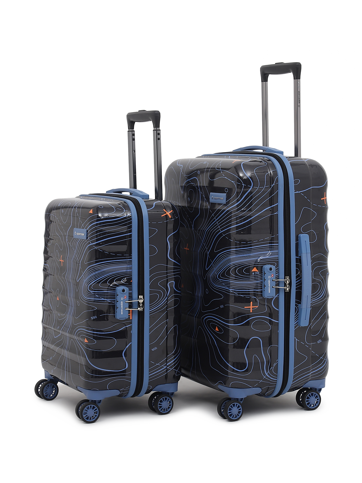 uppercase Topo Cabin n Check in TSA Lock Hard Trolley Bags Set of 2 S+M Black
