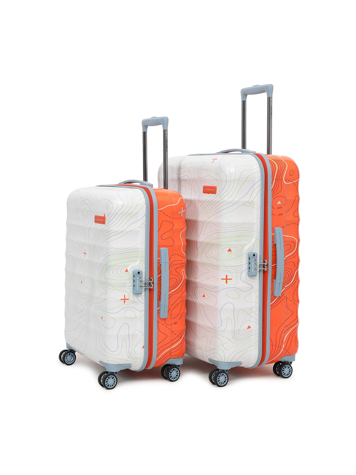 uppercase Topo Cabin n Check-in TSA Lock Hard Trolley Set of 2 S+M Orange n White