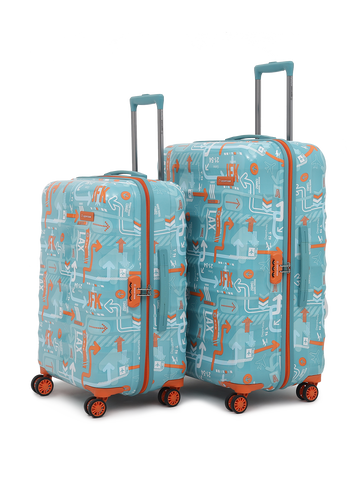 uppercase JFK Cabin n Check in Combination Lock Hard Trolley Set of 2 S+L Teal Blue