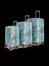 uppercase JFK Plus Cabin n Check in TSA Lock, Hard Trolley Set of 3 Teal Blue