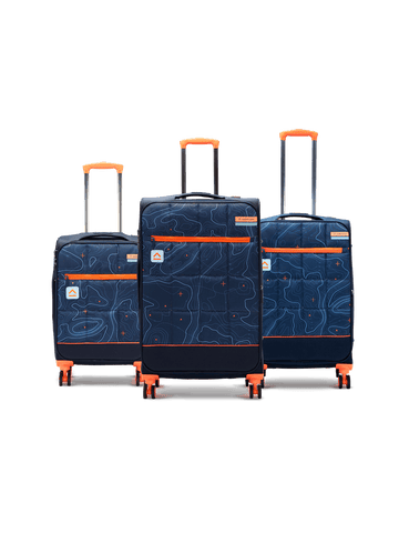 uppercase Topo Cabin n Check in TSA Lock 8 Wheels Soft Trolley Bag Set of 3 Blue