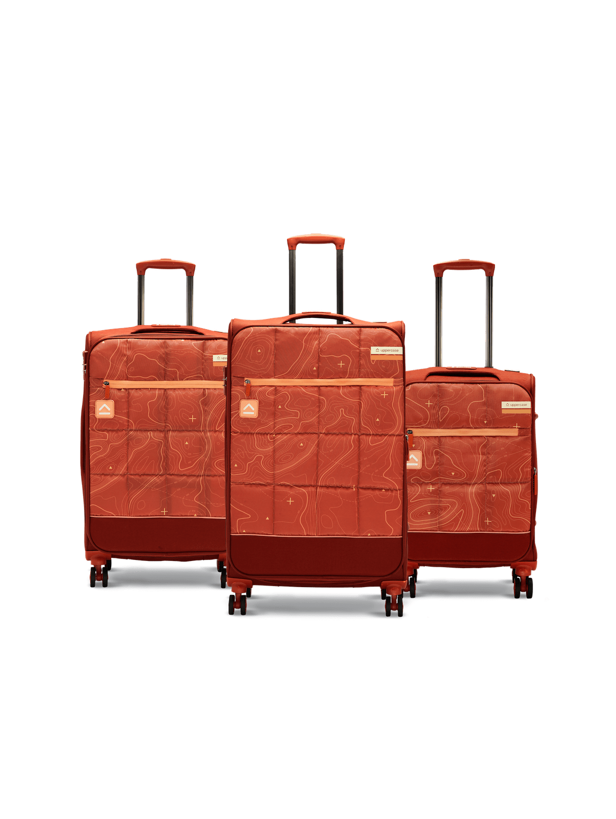 uppercase Topo Cabin n Check in TSA Lock 8 Wheels Soft Trolley Bags Set of 3 Red