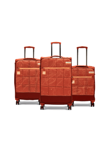 uppercase Topo Cabin n Check in TSA Lock 8 Wheels Soft Trolley Bags Set of 3 Red