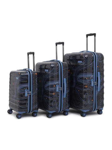 uppercase Topo Cabin and Check in TSA Lock Hard Trolley Bags Set of 3  Black