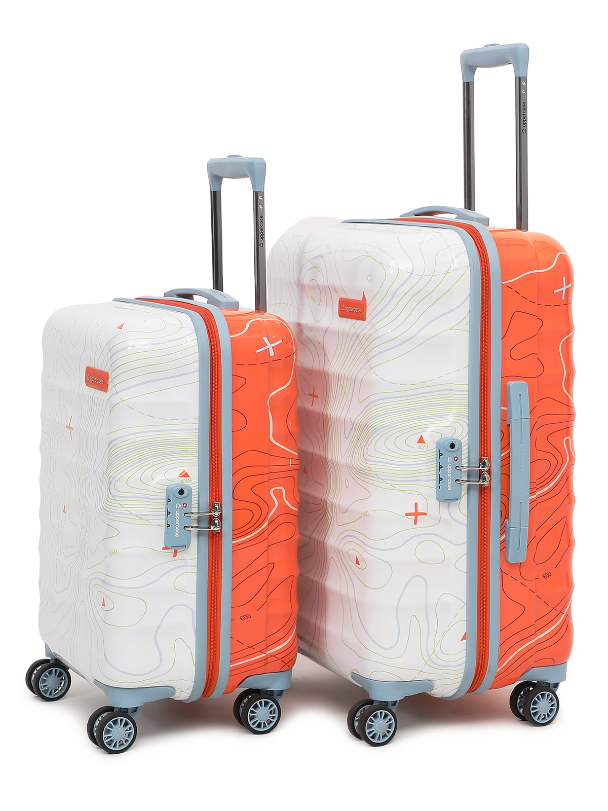 uppercase Topo Cabin n Check-in TSA Lock Hard Trolley Set of 2 S+M Orange n White