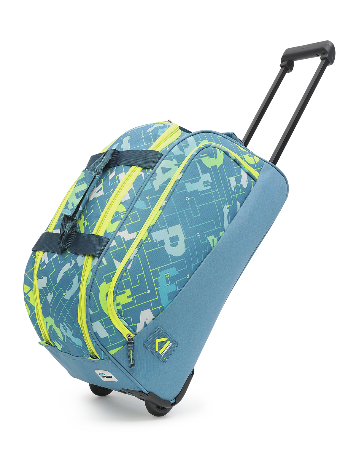 uppercase Grid 52 Duffle Trolley Bag| Quick Front Pocket Access| Spacious Main Compartment| Smooth Wheels| Push Button Trolley| Duffle Bag for Women & Men| 1500 Days Warranty (Teal)