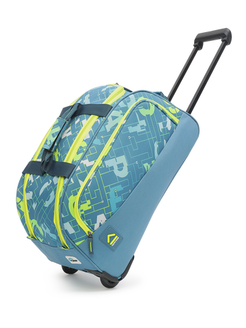 uppercase Grid 52 Duffle Trolley Bag| Quick Front Pocket Access| Spacious Main Compartment| Smooth Wheels| Push Button Trolley| Duffle Bag for Women & Men| 1500 Days Warranty (Teal)