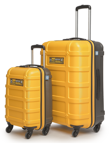 uppercase Cargo Trolley Bag Set of 2 (S+L) Cabin & Check-in Hardsided LuggageSecure Combination Lock Scratch-proof Surface Mesh ConviPack Suitcase for Men & Women 2000 Days Warranty(Yellow)