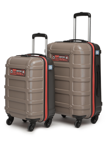 uppercase Cargo Trolley Bag Set of 2 (S+M) Cabin & Check-in Hardsided LuggageSecure Combination Lock Scratch-proof Surface Mesh ConviPack Suitcase for Men & Women 2000 Days Warranty(Taupe)