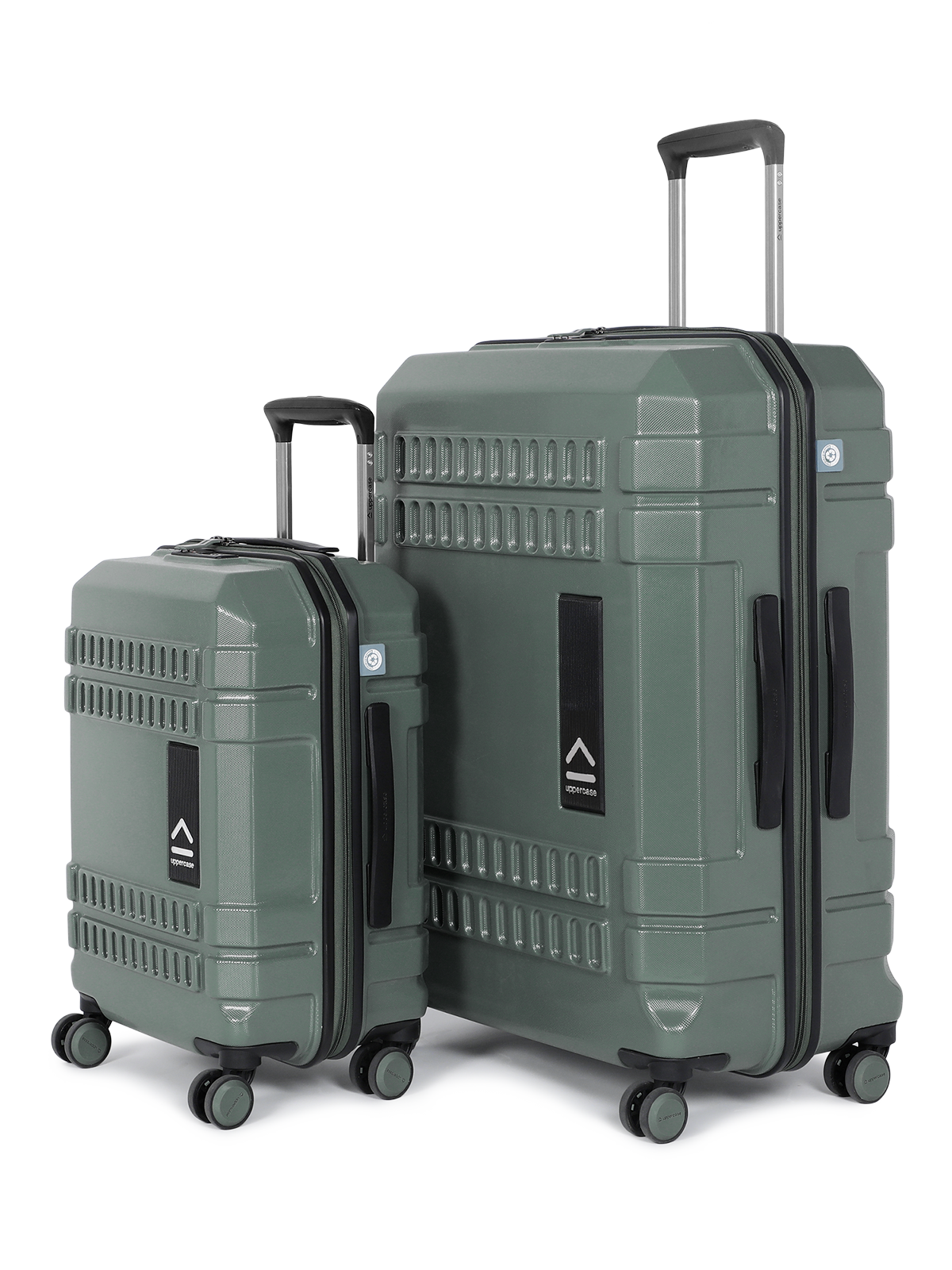 uppercase Bullet Cabin n Check in TSA Lock Hard Trolley Bag Set of 2 S+L Green