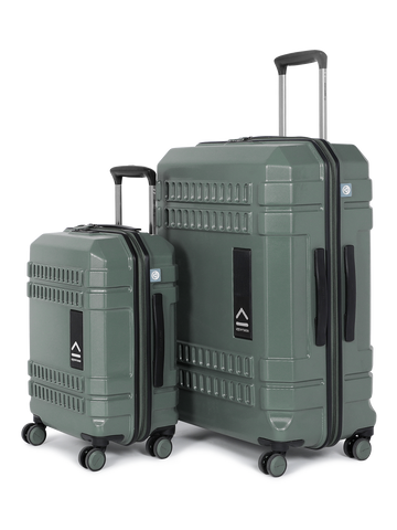 uppercase Bullet Cabin n Check in TSA Lock Hard Trolley Bag Set of 2 S+L Green