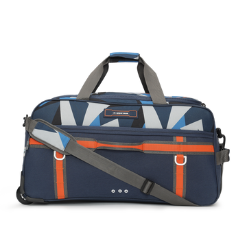 uppercase Nova 62 Duffle Trolley Bag| Quick Front Pocket Access| Detachable and Adjustable Shoulder Strap| Smooth Wheels| Push Button Trolley| Duffle Bag for Women & Men| 1500 Days Warranty (Blue)