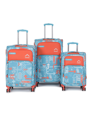 uppercase JFK Plus Set of 3 (S+M+L) Cabin Eco Soft Trolley Bag, Dust Resistant Luggage, Sustainable Material, 8 Wheel Trolley Bag with TSA Lock,Travel Suitcase for Men & Women (Teal Blue)