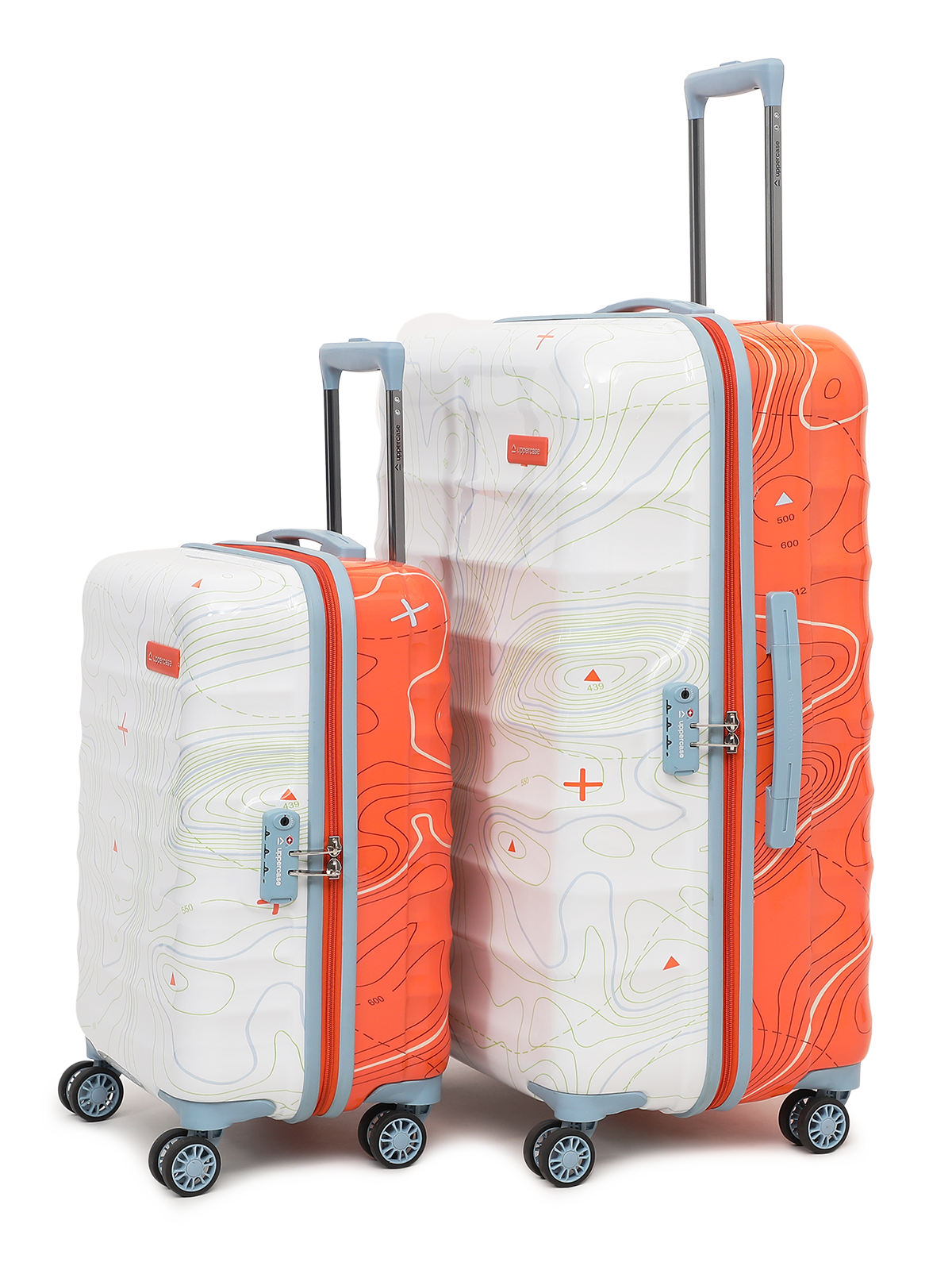 uppercase Topo Cabin n Check-in TSA Lock Hard Trolley Set of 2 S+L Orange n White