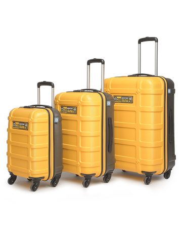 uppercase Cargo Trolley Bag Set of 3 (S+M+L) Cabin & Check-in Hardsided LuggageSecure Combination Lock Scratch-proof Surface Mesh ConviPack Suitcase for Men & Women 2000 Days Warranty(Yellow)