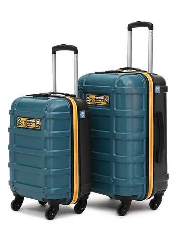 uppercase Cargo Trolley Bag Set of 2 (S+M) Cabin & Check-in Hardsided LuggageSecure Combination Lock Scratch-proof Surface Mesh ConviPack Suitcase for Men & Women 2000 Days Warranty(Teal Blue)