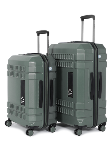 uppercase Bullet Check in TSA Lock Hard Printed Trolley Bag Set of 2 M+L Green