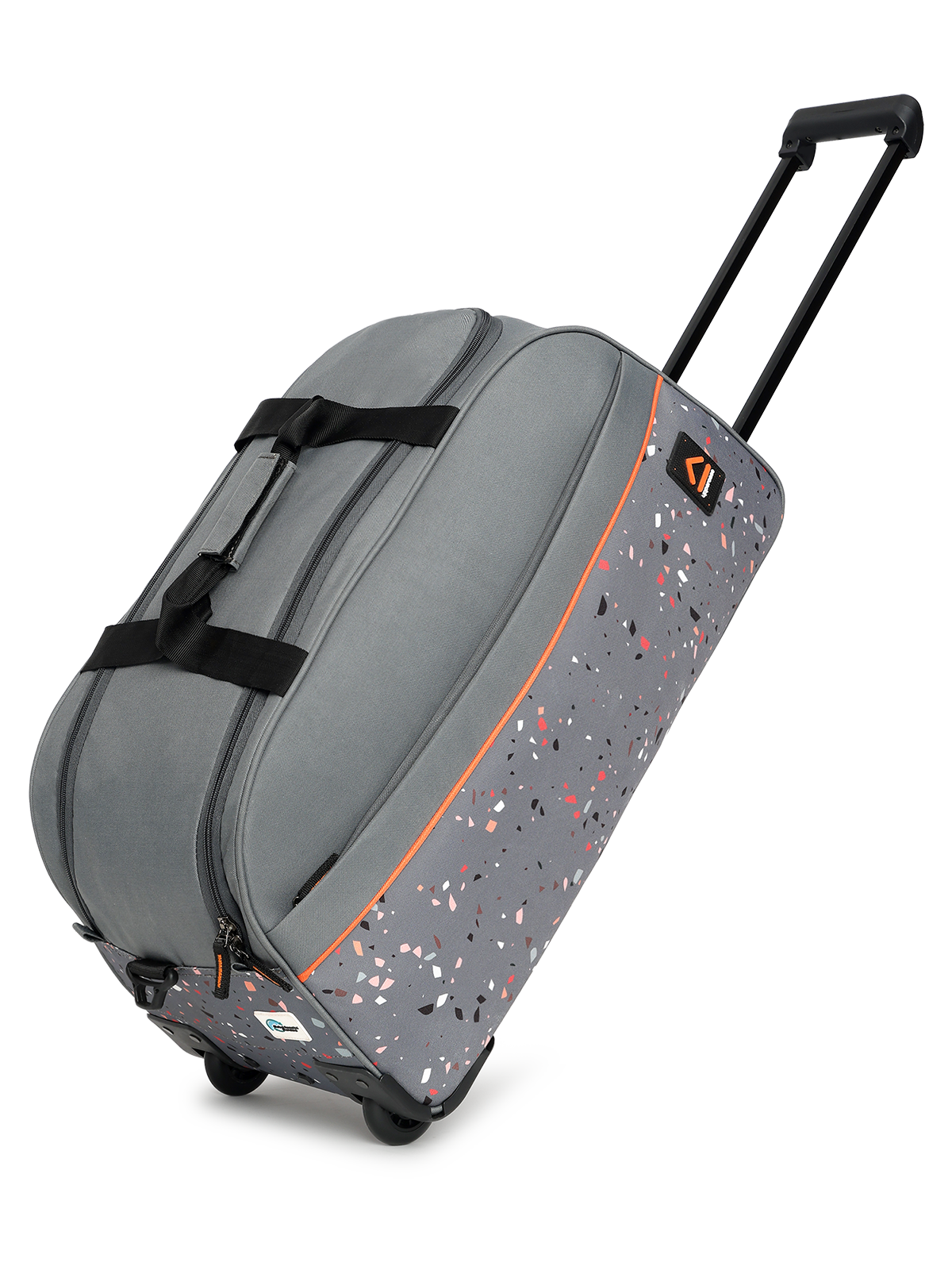 uppercase Terra 52 Duffle Trolley Bag| Quick Front Pocket Access| Detachable and Adjustable Shoulder Strap| Smooth Wheels| Push Button Trolley| Duffle Bag for Women & Men| 1500 Days Warranty (Grey)