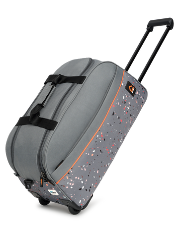 uppercase Terra 52 Duffle Trolley Bag| Quick Front Pocket Access| Detachable and Adjustable Shoulder Strap| Smooth Wheels| Push Button Trolley| Duffle Bag for Women & Men| 1500 Days Warranty (Grey)