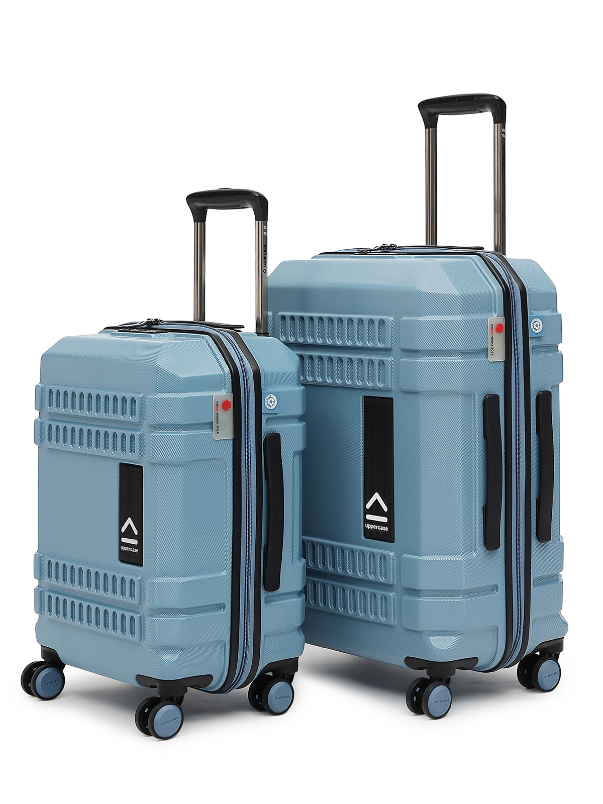 uppercase Bullet Cabin n Check in TSA Lock Hard Trolley Bag Set of 2 S+M Blue