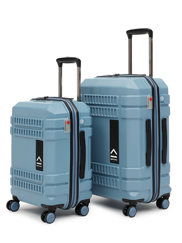 uppercase Bullet Cabin n Check in TSA Lock Hard Trolley Bag Set of 2 S+M Blue