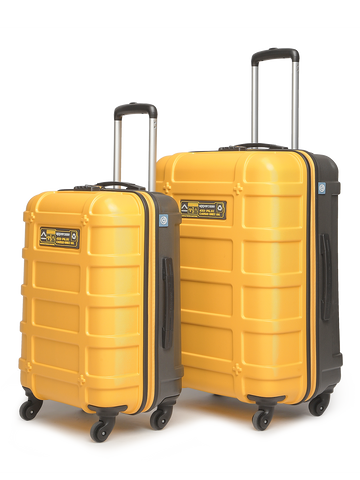 uppercase Cargo Trolley Bag Set of 2 (M+L) Cabin & Check-in Hardsided LuggageSecure Combination Lock Scratch-proof Surface Mesh ConviPack Suitcase for Men & Women 2000 Days Warranty(Yellow)