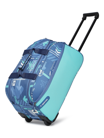 uppercase JFK 52 Duffle Trolley Bag | Dust Resistant Travel Bag | Spacious Main Compartment | Smooth Wheels | Quick Front Pocket Access | Duffle Bag for Women & Men | 1500 Days Warranty (Denim Blue)