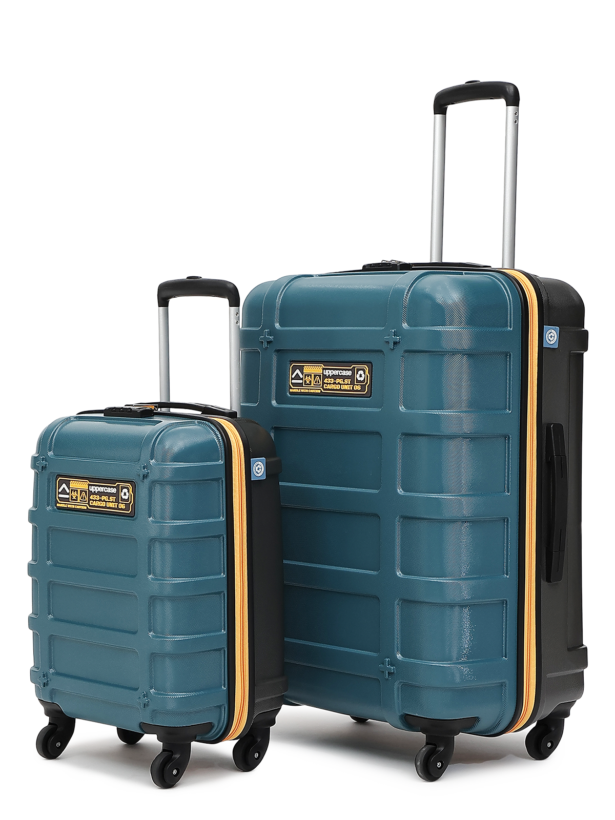 uppercase Cargo Trolley Bag Set of 2 (S+L) Cabin & Check-in Hardsided LuggageSecure Combination Lock Scratch-proof Surface Mesh ConviPack Suitcase for Men & Women 2000 Days Warranty(Teal Blue)