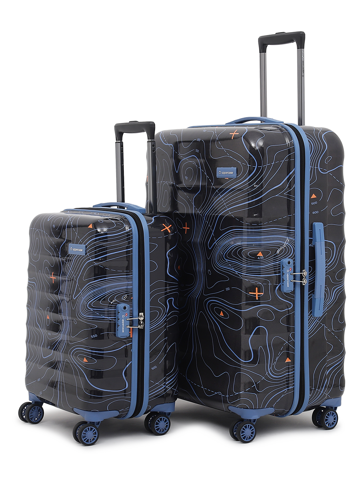 uppercase Topo Cabin n Check in TSA Lock Hard Trolley Bag Set of 2 S+L Black