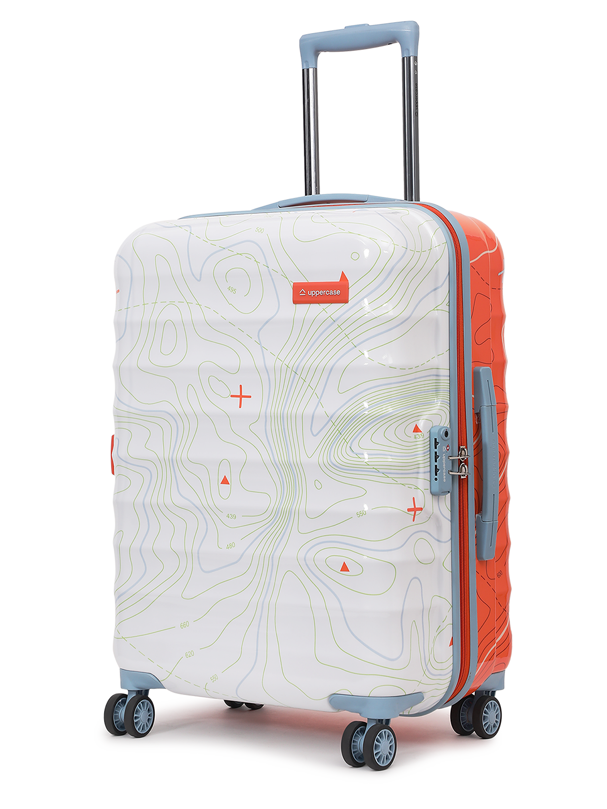 uppercase Topo Medium Check-in 66cm TSA Lock 8 Wheel Hard Trolley Bag OrangeWhite