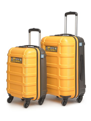 uppercase Cargo Trolley Bag Set of 2 (S+M) Cabin & Check-in Hardsided LuggageSecure Combination Lock Scratch-proof Surface Mesh ConviPack Suitcase for Men & Women 2000 Days Warranty(Yellow)