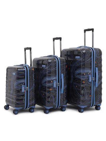 uppercase Topo Cabin and Check in TSA Lock Hard Trolley Bags Set of 3 S+M+L Black