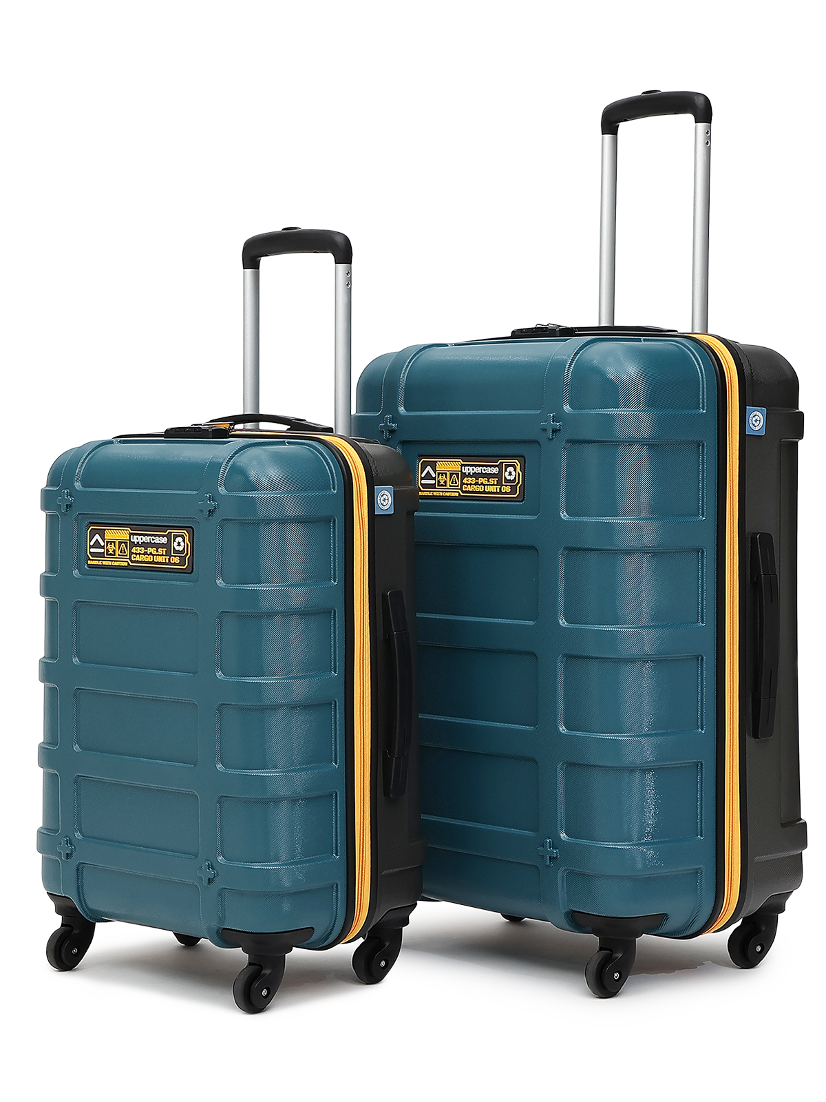 uppercase Cargo Trolley Bag Set of 2 (M+L) Cabin & Check-in Hardsided LuggageSecure Combination Lock Scratch-proof Surface Mesh ConviPack Suitcase for Men & Women 2000 Days Warranty(Teal Blue)