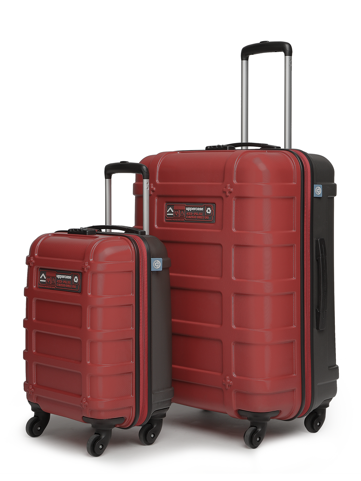 uppercase Cargo Trolley Bag Set of 2 (S+L) Cabin & Check-in Hardsided LuggageSecure Combination Lock Scratch-proof Surface Mesh ConviPack Suitcase for Men & Women 2000 Days Warranty(Red)