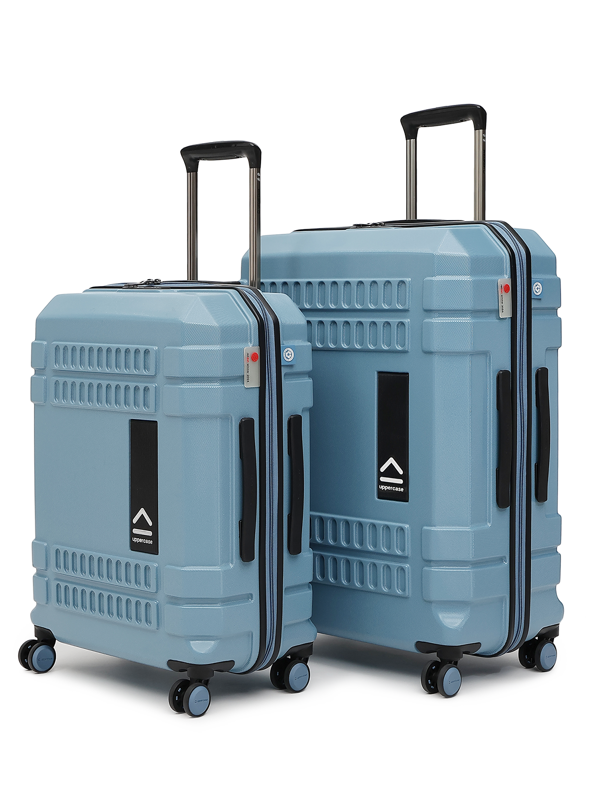 uppercase Bullet Check in TSA Lock Hard Printed Trolley Bag Set of 2 M+L Blue