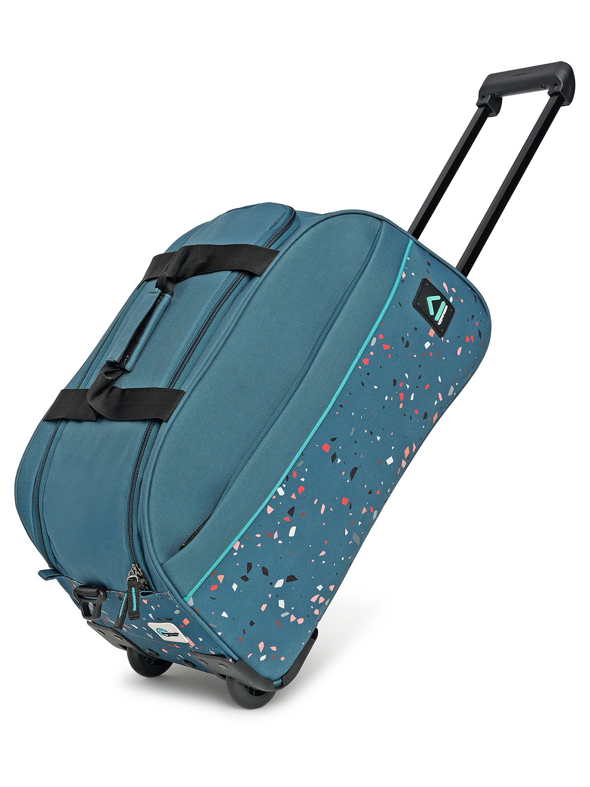 uppercase Terra 52 Duffle Trolley Bag| Quick Front Pocket Access| Detachable and Adjustable Shoulder Strap| Smooth Wheels| Push Button Trolley| Duffle Bag for Women & Men| 1500 Days Warranty (Teal)