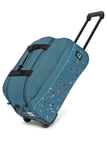 uppercase Terra 52 Duffle Trolley Bag| Quick Front Pocket Access| Detachable and Adjustable Shoulder Strap| Smooth Wheels| Push Button Trolley| Duffle Bag for Women & Men| 1500 Days Warranty (Teal)