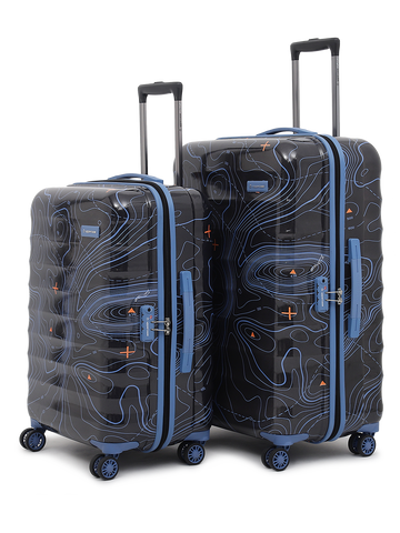 uppercase Topo Check in TSA Lock 8 Wheels Hard Trolley Bags Set of 2 M+L Black