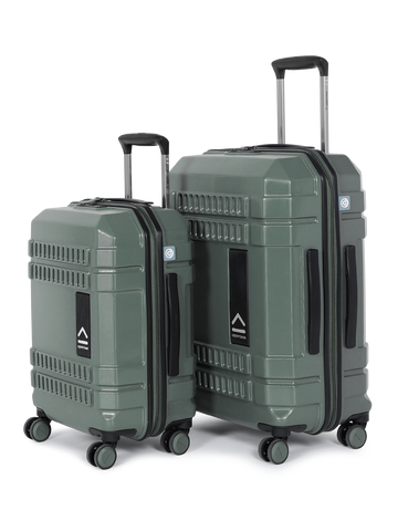 uppercase Bullet Cabin n Check in TSA Lock Hard Trolley Bag Set of 2 S+M Green