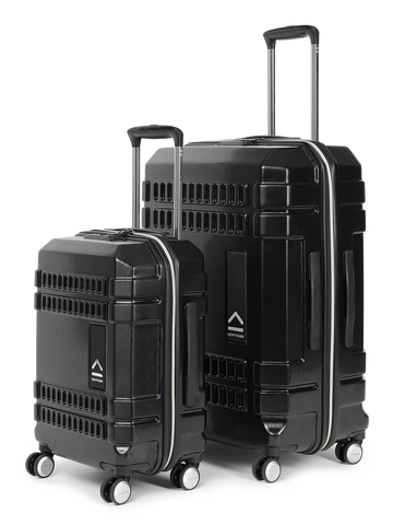 uppercase Bullet Cabin n Check in TSA Lock Hard Trolley Bag Set of 2 S+L Black